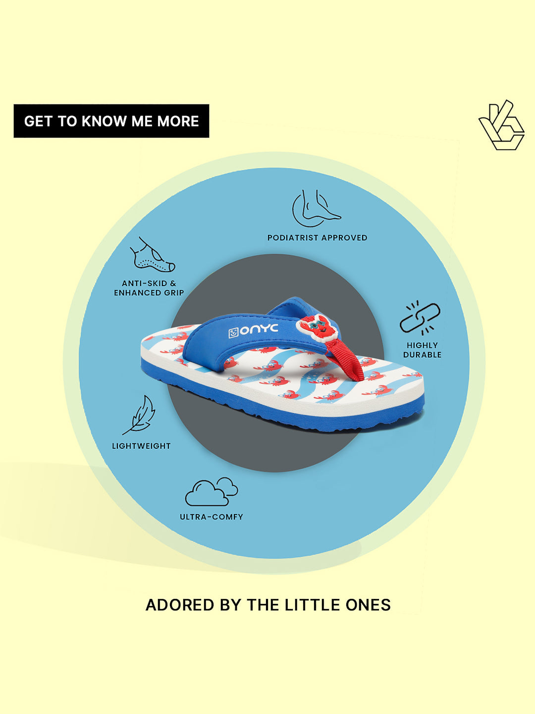 Premium Crab V-Shape Flip-flops - Blue (Unisex)