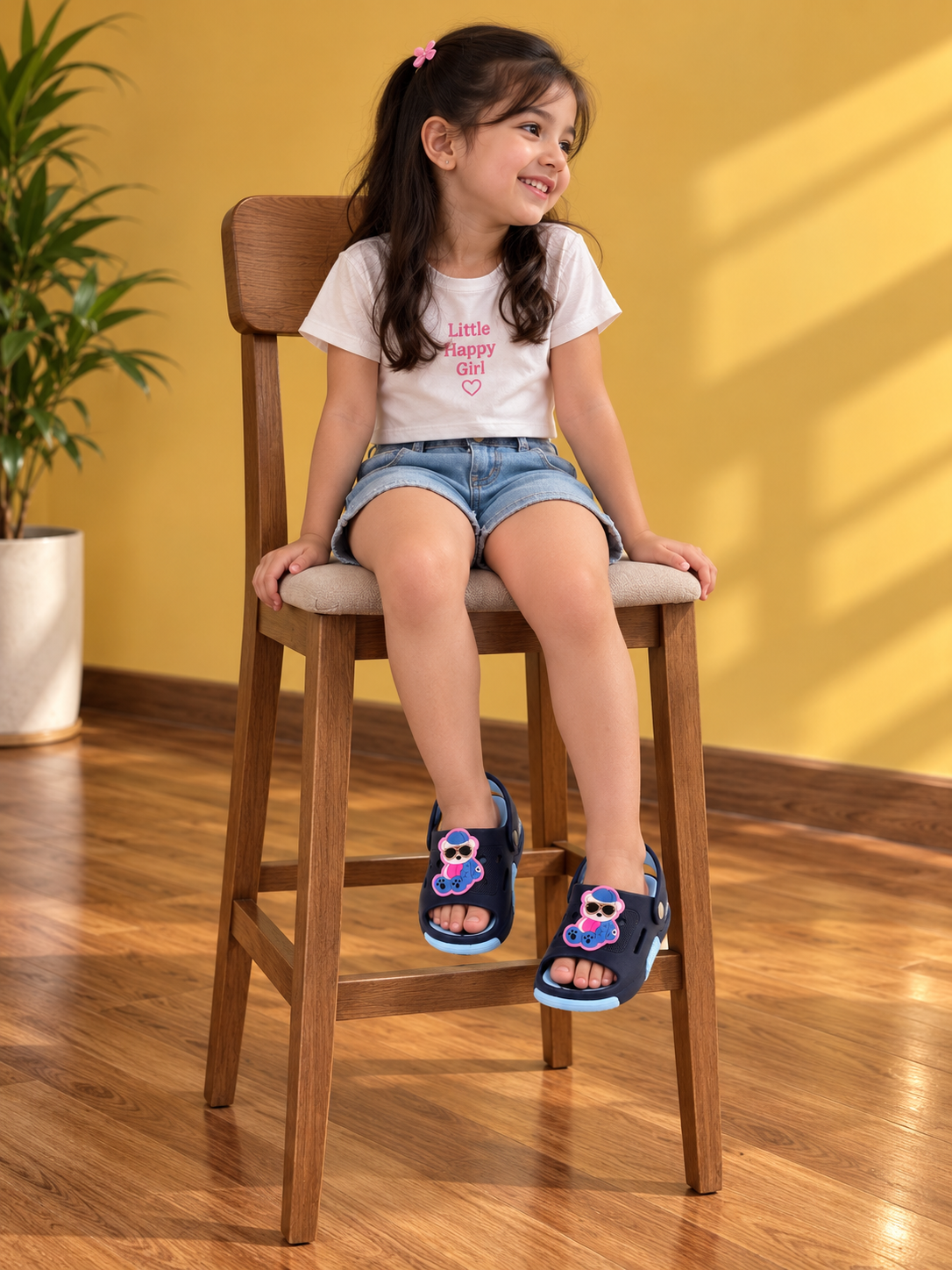 Kids Cartoon Comfort Clogs – Navy Blue & Sky Blue