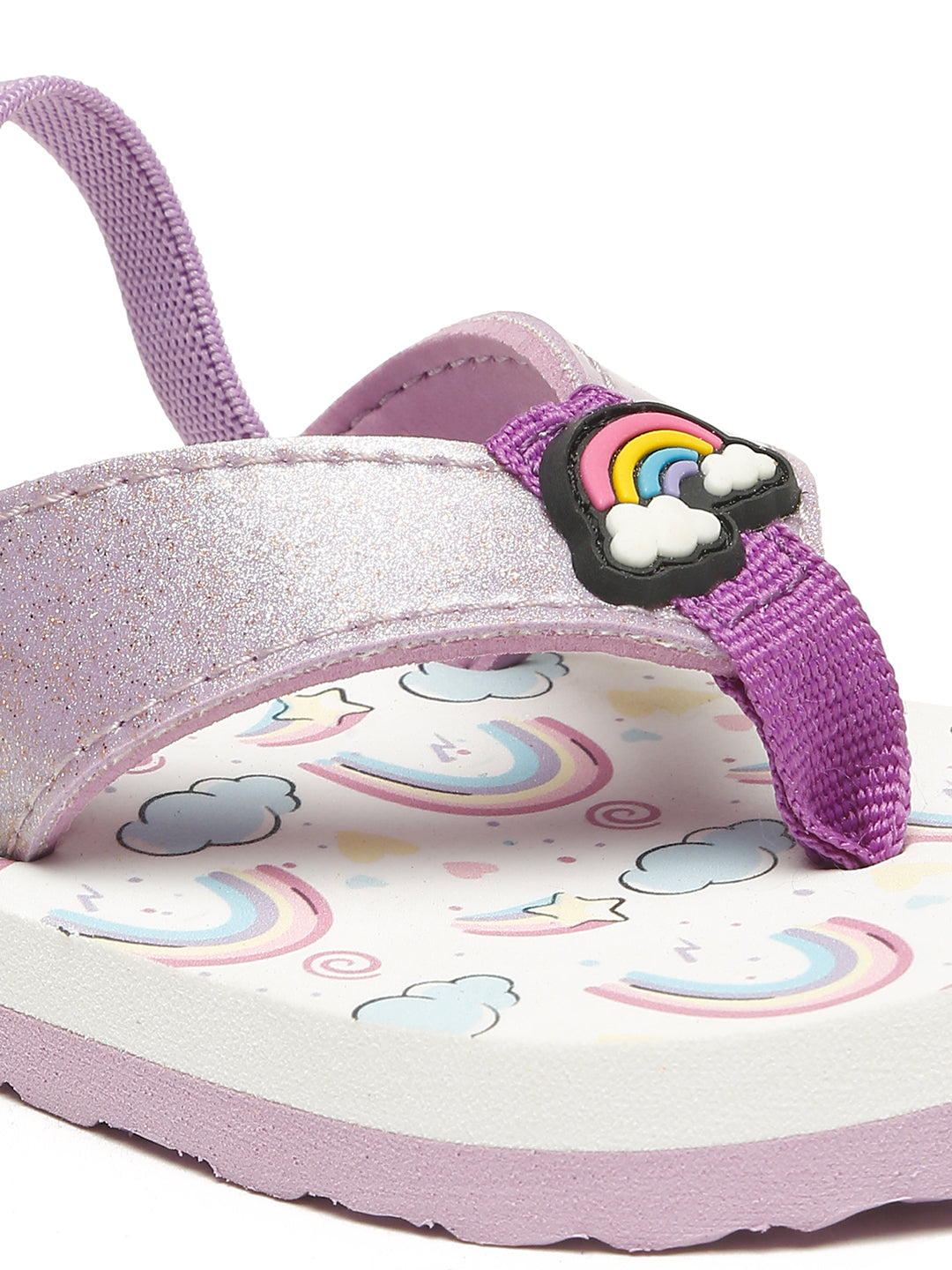 Premium Rainbow V-Shape Flip-flops With Adjustable BackSupport - Purple (Girls)
