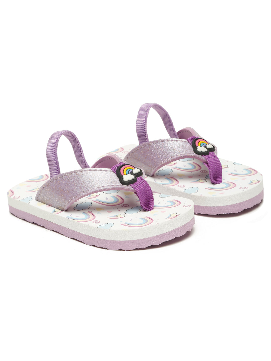 Premium Rainbow V-Shape Flip-flops With Adjustable BackSupport - Purple (Girls)