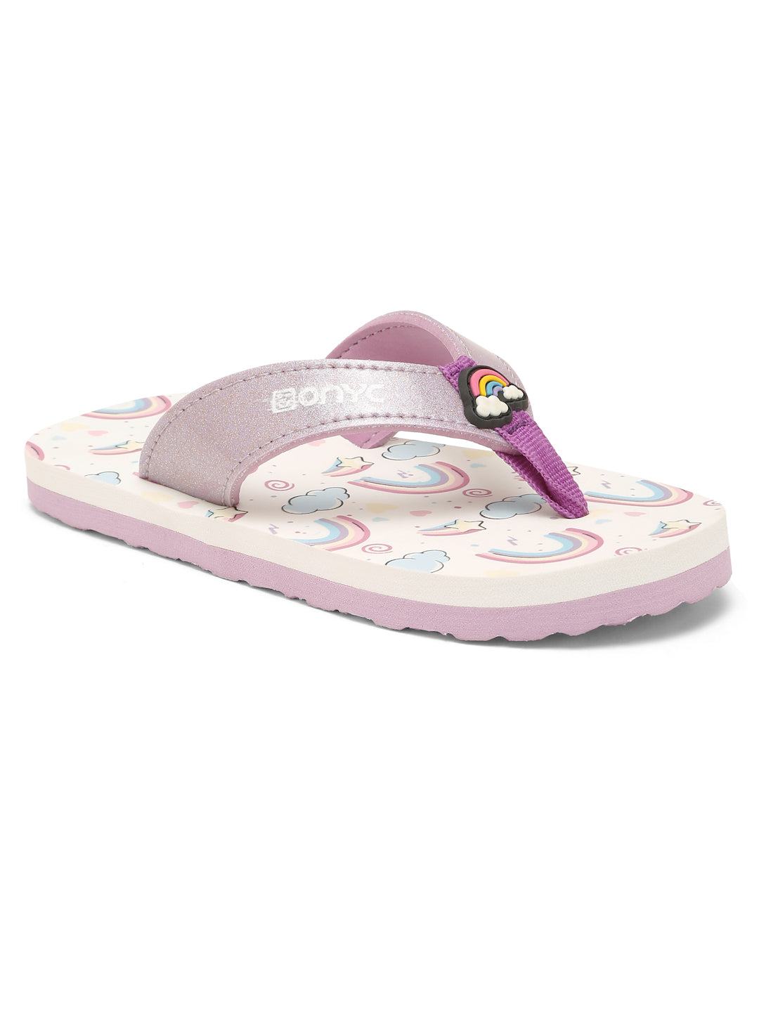 Premium Rainbow V-Shape Flip-flops - Purple (Girls)
