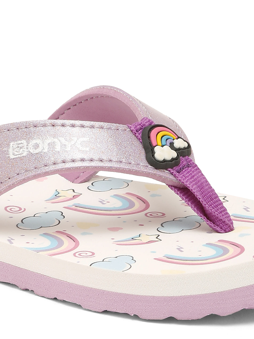 Premium Rainbow V-Shape Flip-flops - Purple (Girls)