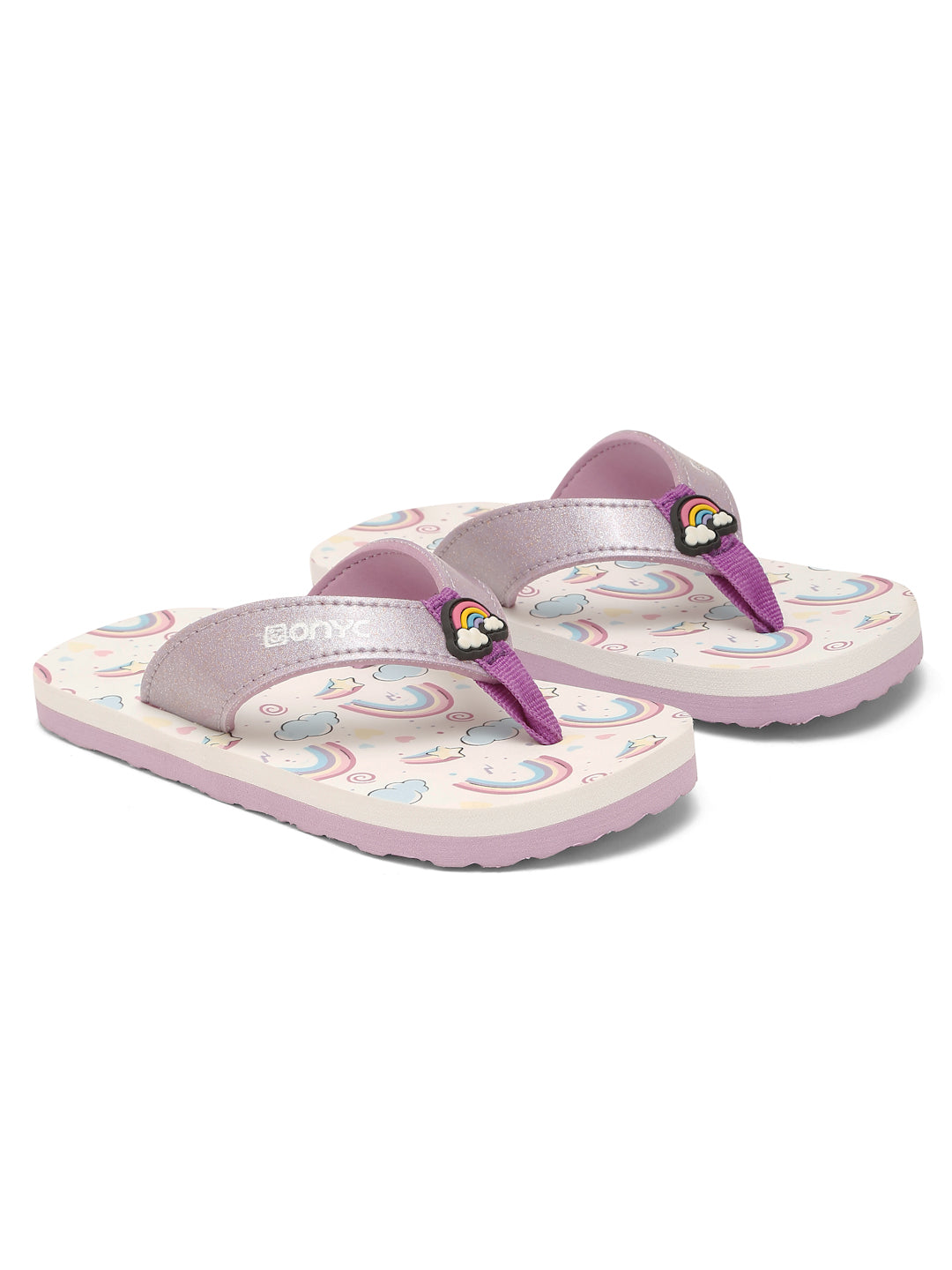 Premium Rainbow V-Shape Flip-flops - Purple (Girls)