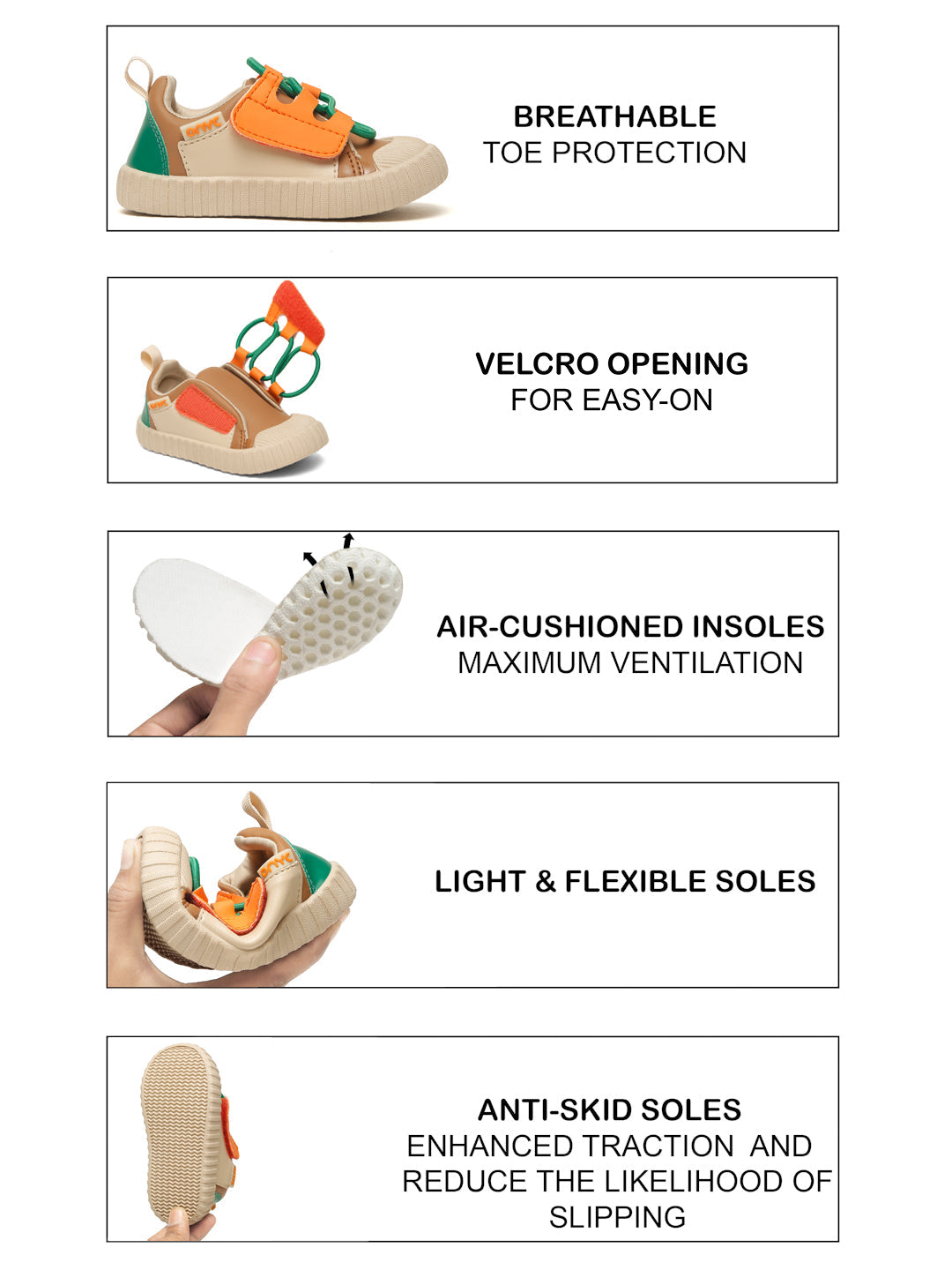 POCO Toddlers' Comfortable & LightWeight Lace-Free Sneakers - Brown (Unisex)