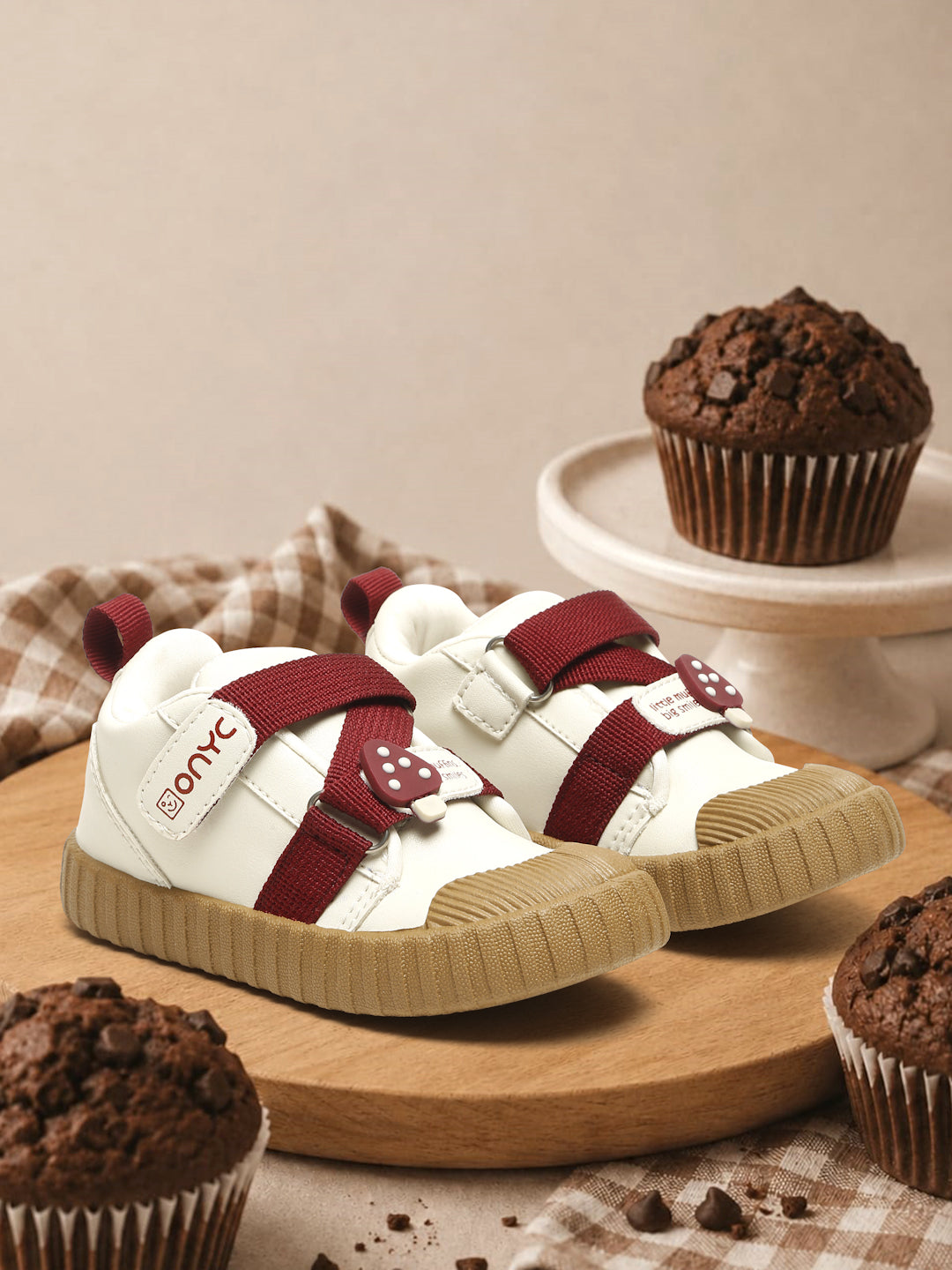 Red-Velvet Muffin Sneakers- White (Unisex)