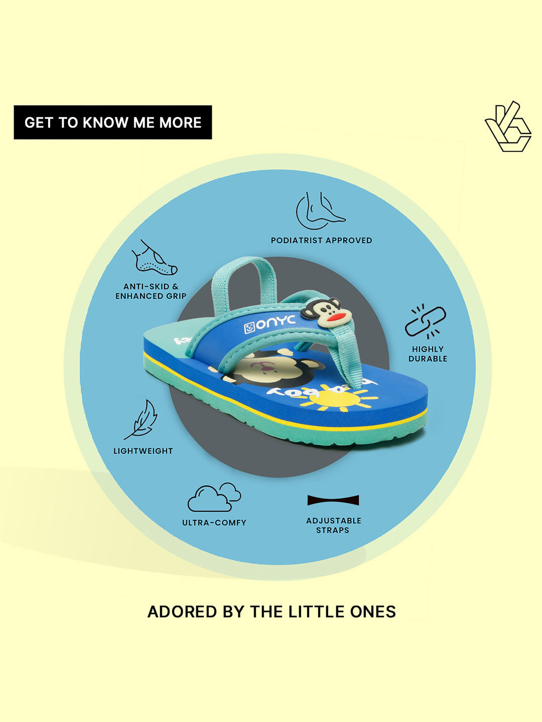 Premium Monkey V-Shape Flip-flops With Adjustable BackSupport - Blue (Unisex)