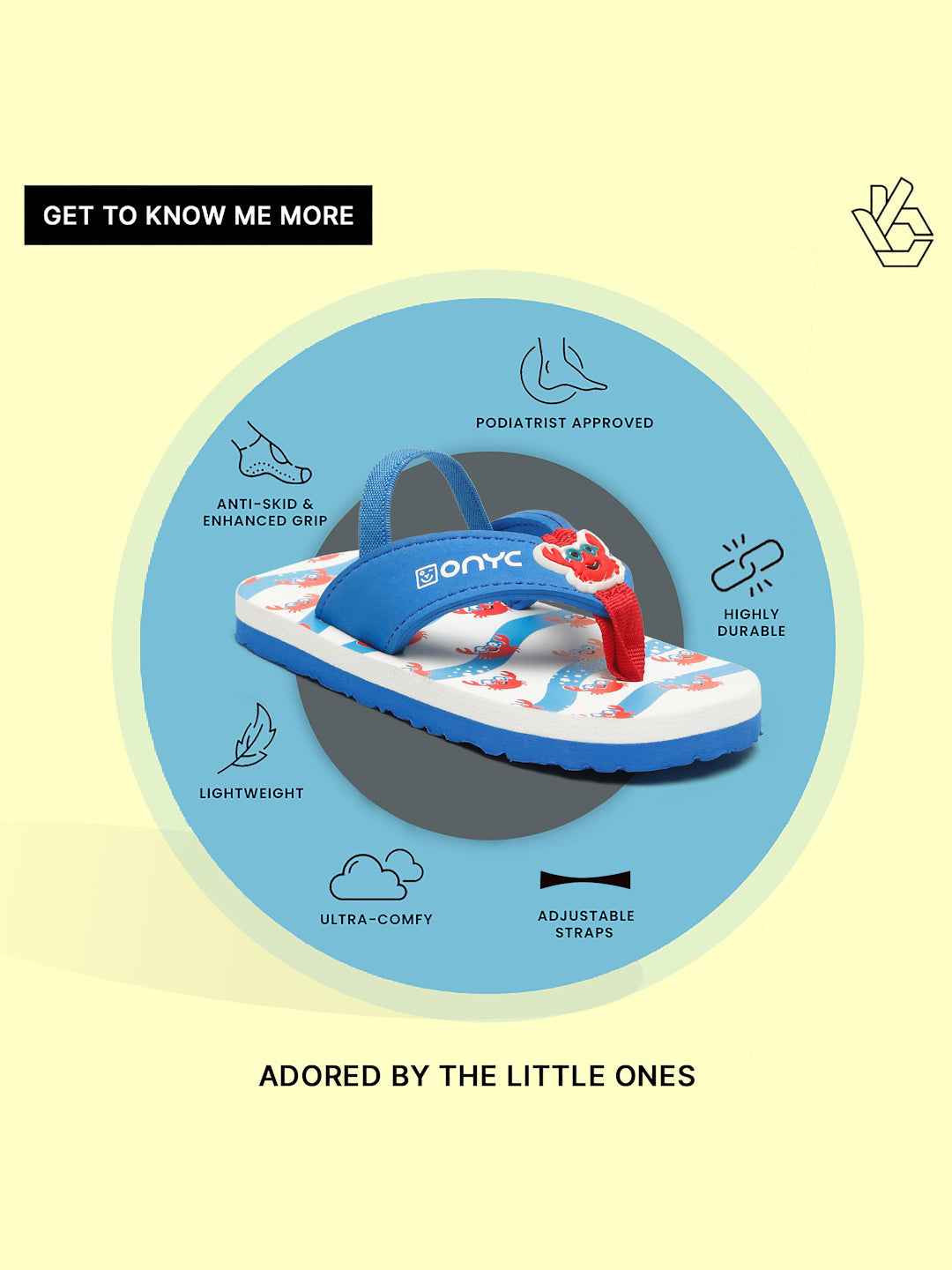 Premium Crab V-Shape Flip-flops - Blue (Unisex)