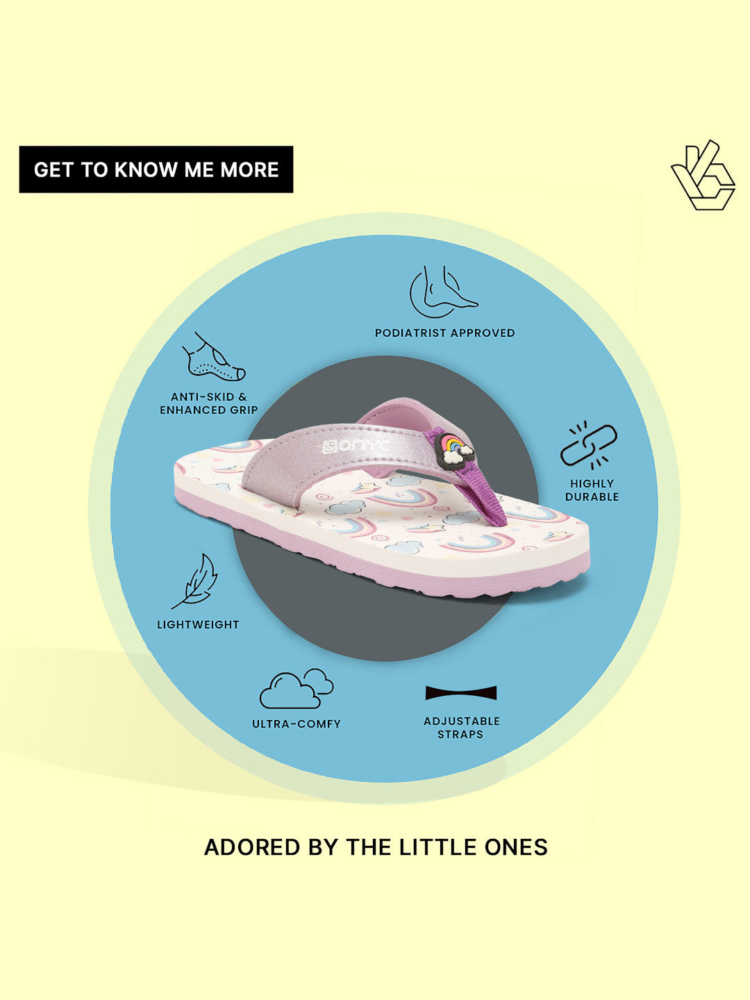 Premium Rainbow V-Shape Flip-flops - Purple (Girls)