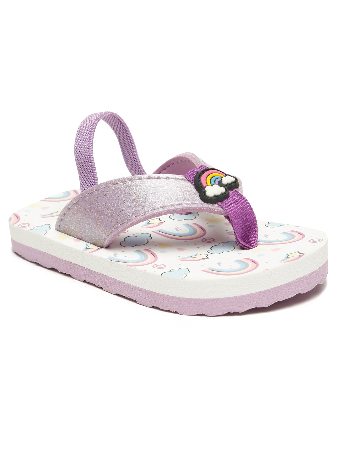 Premium Rainbow V-Shape Flip-flops With Adjustable BackSupport - Purple (Girls)