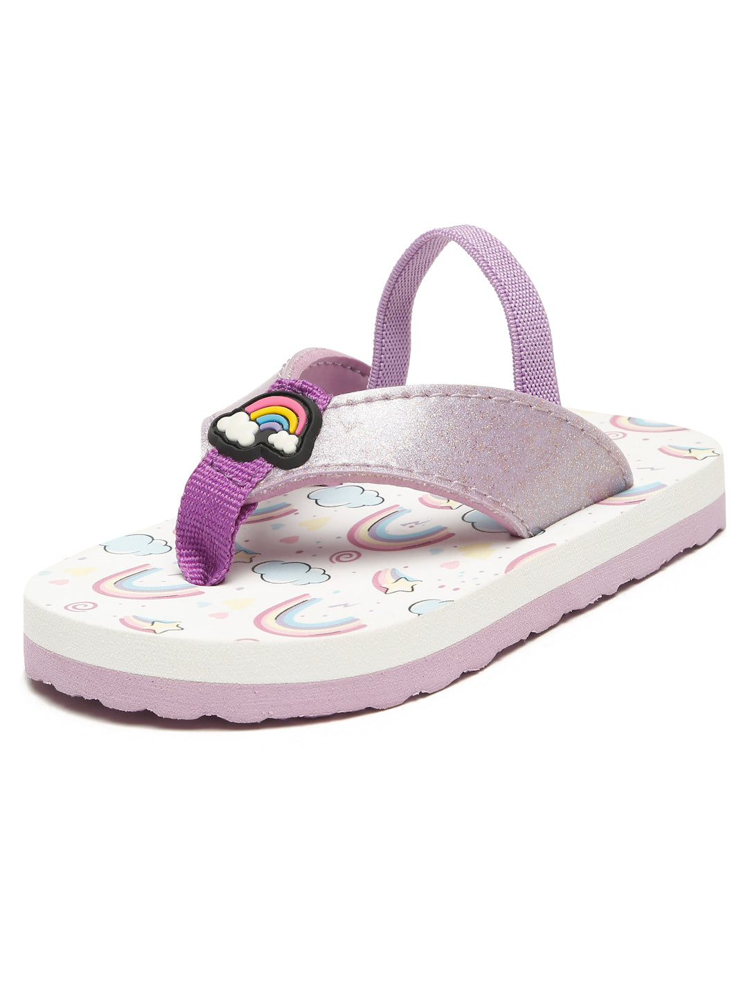 Premium Rainbow V-Shape Flip-flops With Adjustable BackSupport - Purple (Girls)