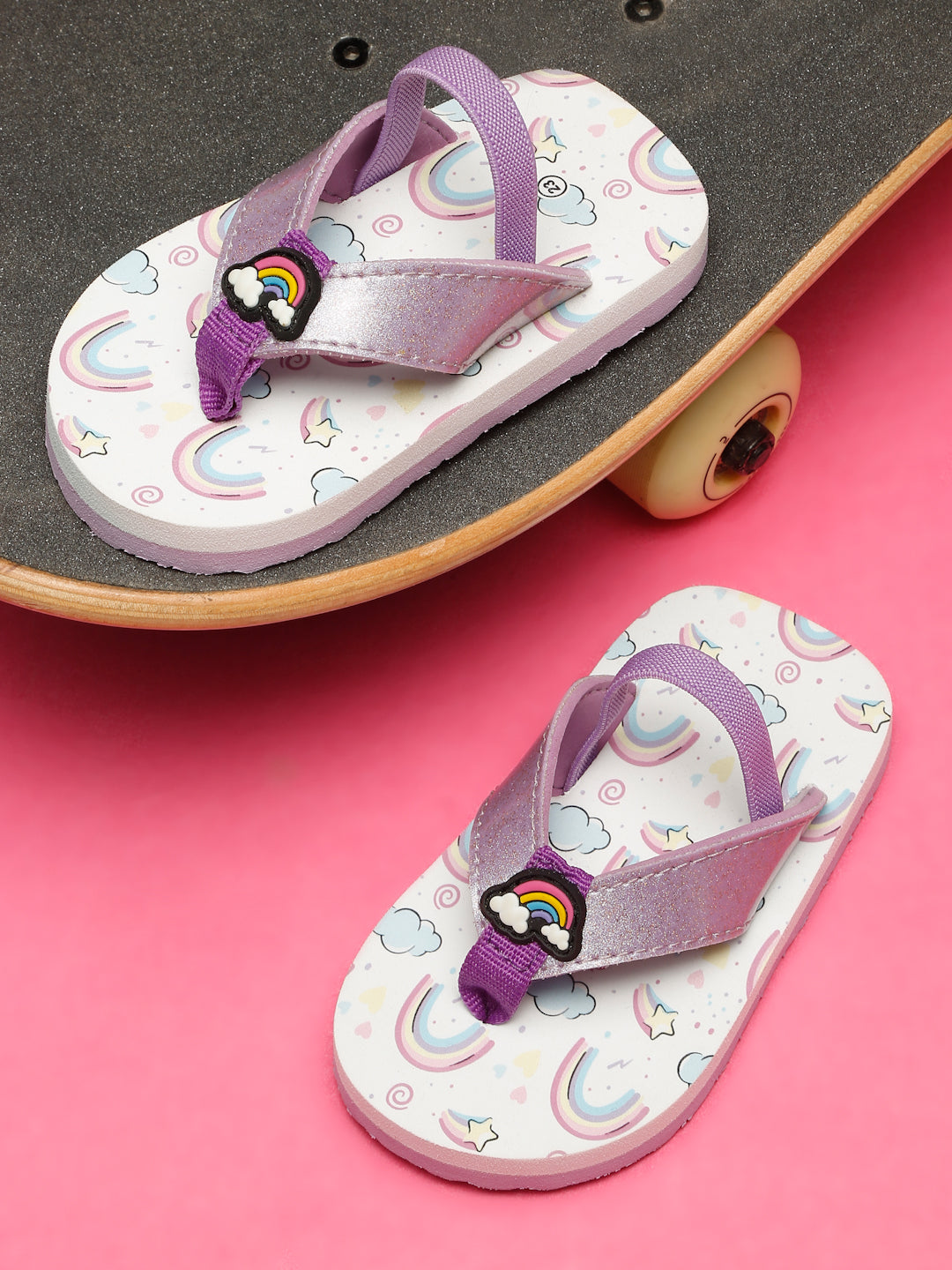Premium Rainbow V-Shape Flip-flops With Adjustable BackSupport - Purple (Girls)