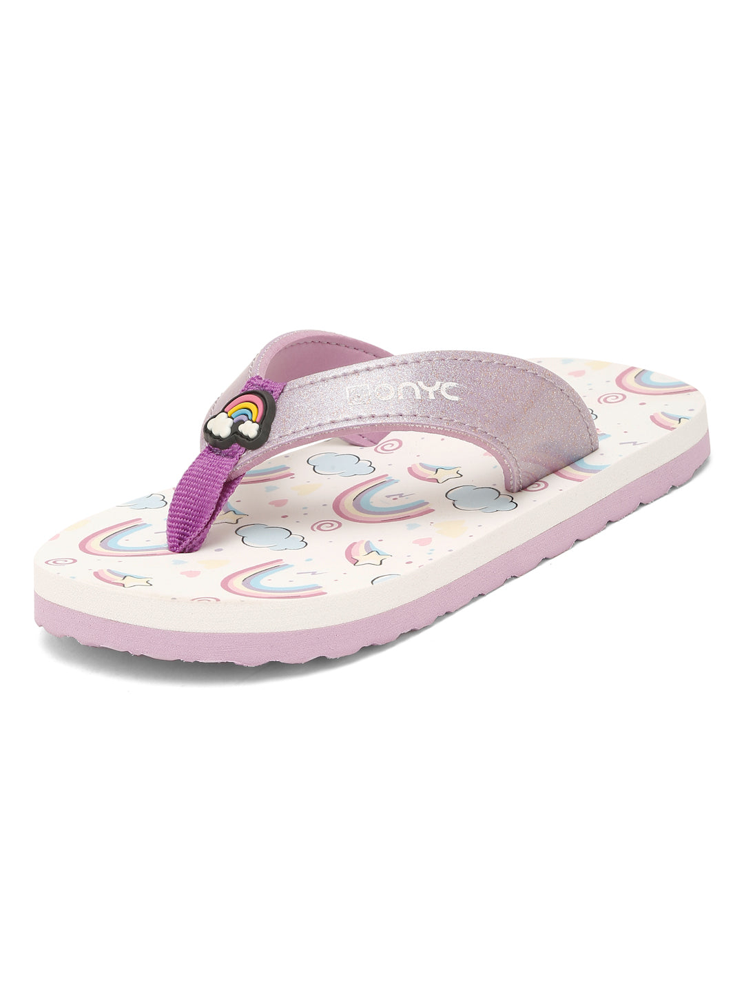 Premium Rainbow V-Shape Flip-flops - Purple (Girls)