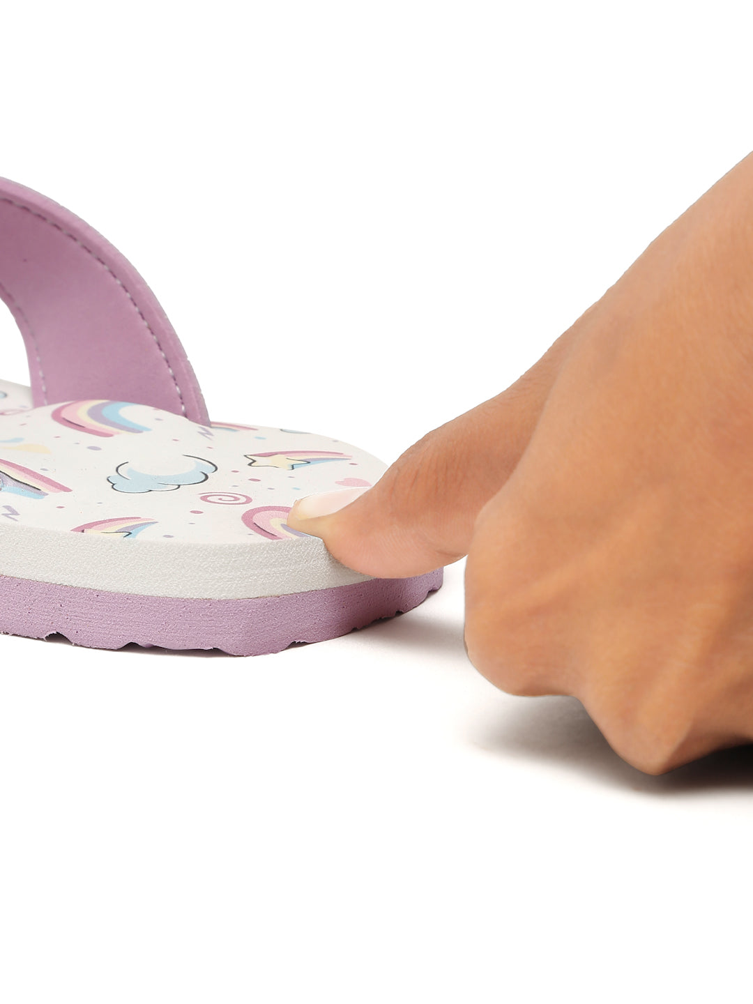 Premium Rainbow V-Shape Flip-flops - Purple (Girls)