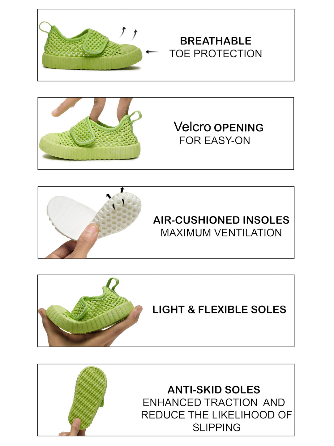 AIRY Toddlers' First Step Breathable Shoes - LimeGreen (Unisex)
