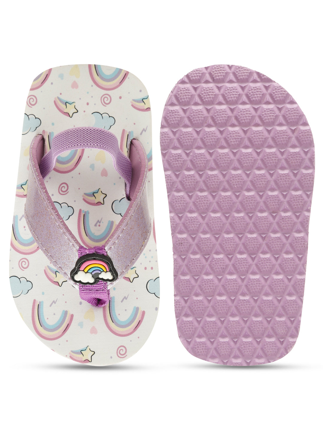 Premium Rainbow V-Shape Flip-flops With Adjustable BackSupport - Purple (Girls)